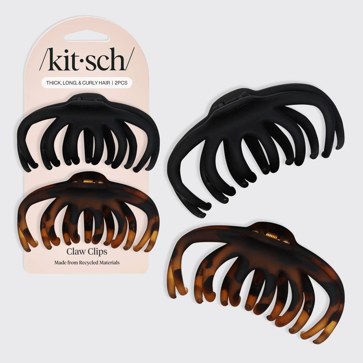 Recycled Octopus Claw Clips 2pc - Black & Tort