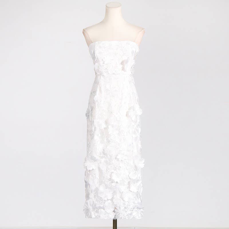 Floral Embroidered Slim Tube Dress