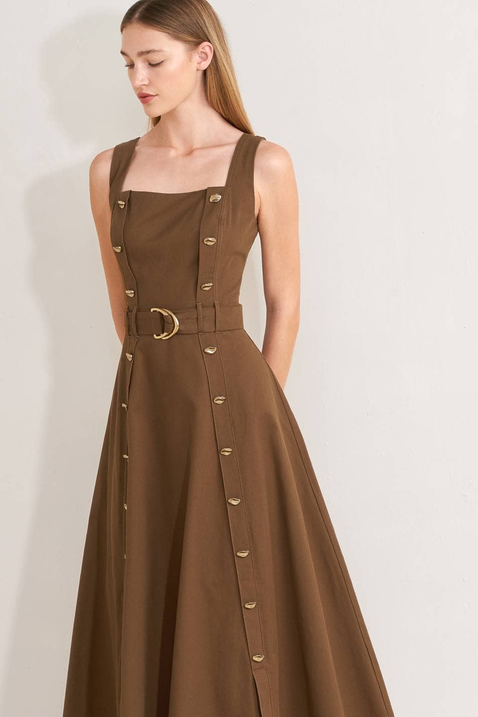 Belted Front Detail Midi Dress