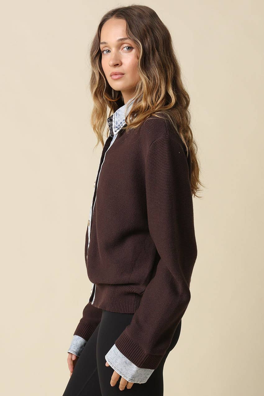 Dana Layered Look Knit Cardigan