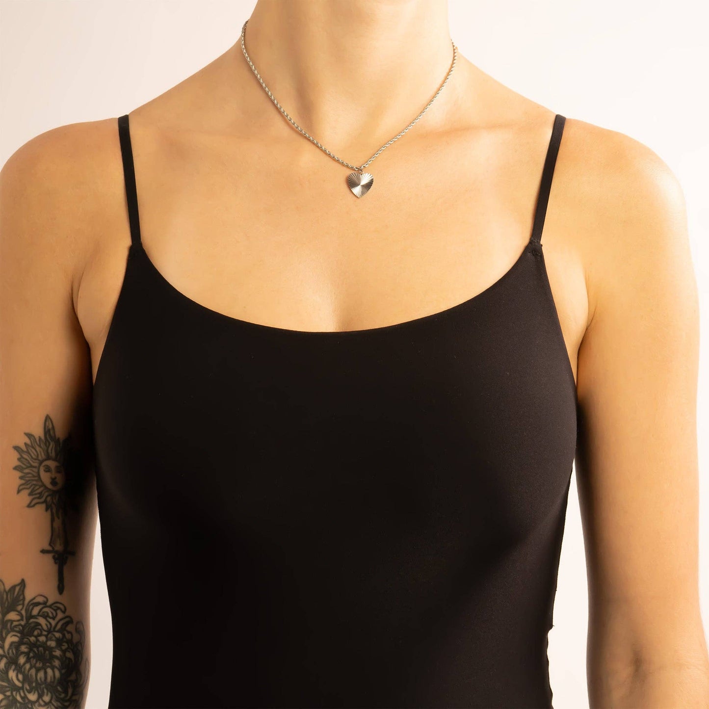 18K Gold PVD Stainless Steel Sunburst Heart Charm