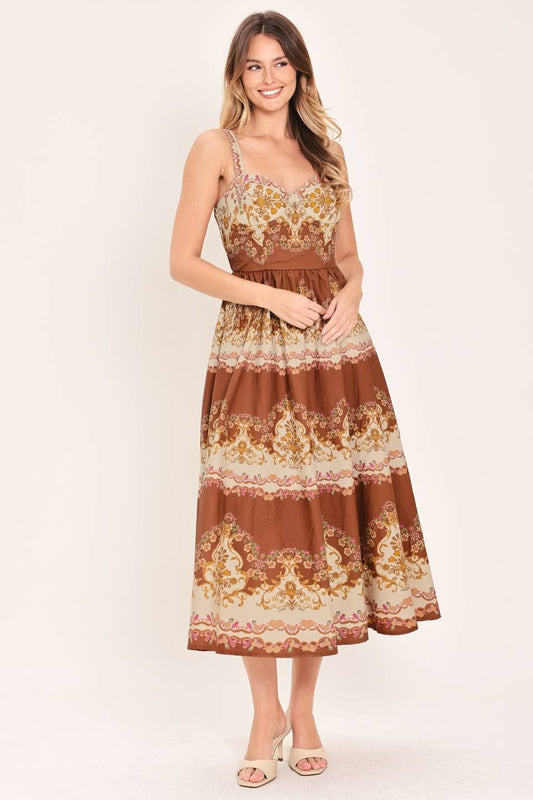 Printed Woven Midi Dress