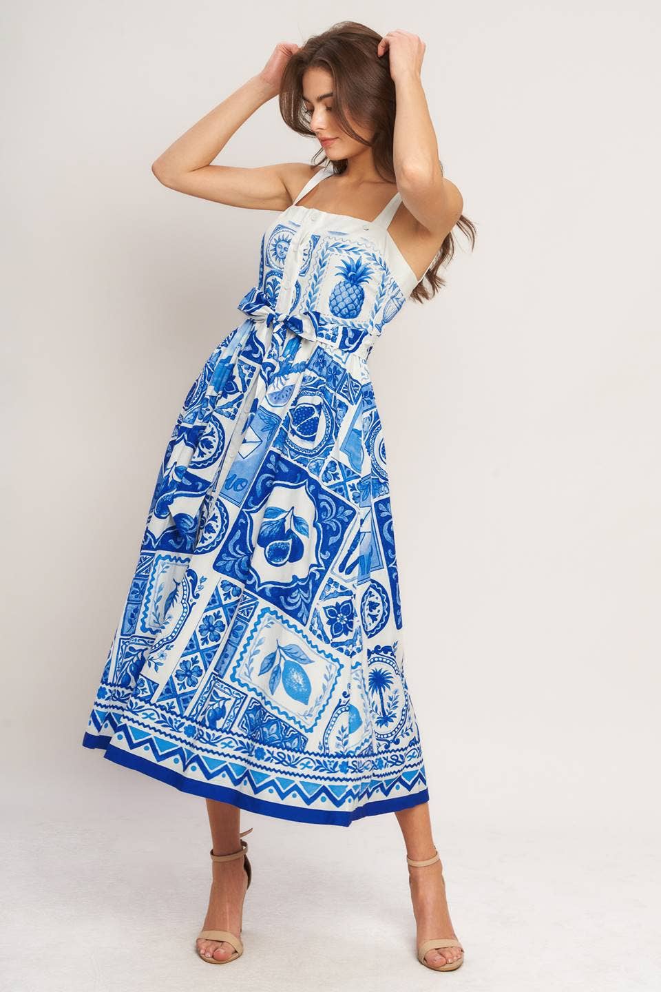 Printed Summer Pineapple Midi dress