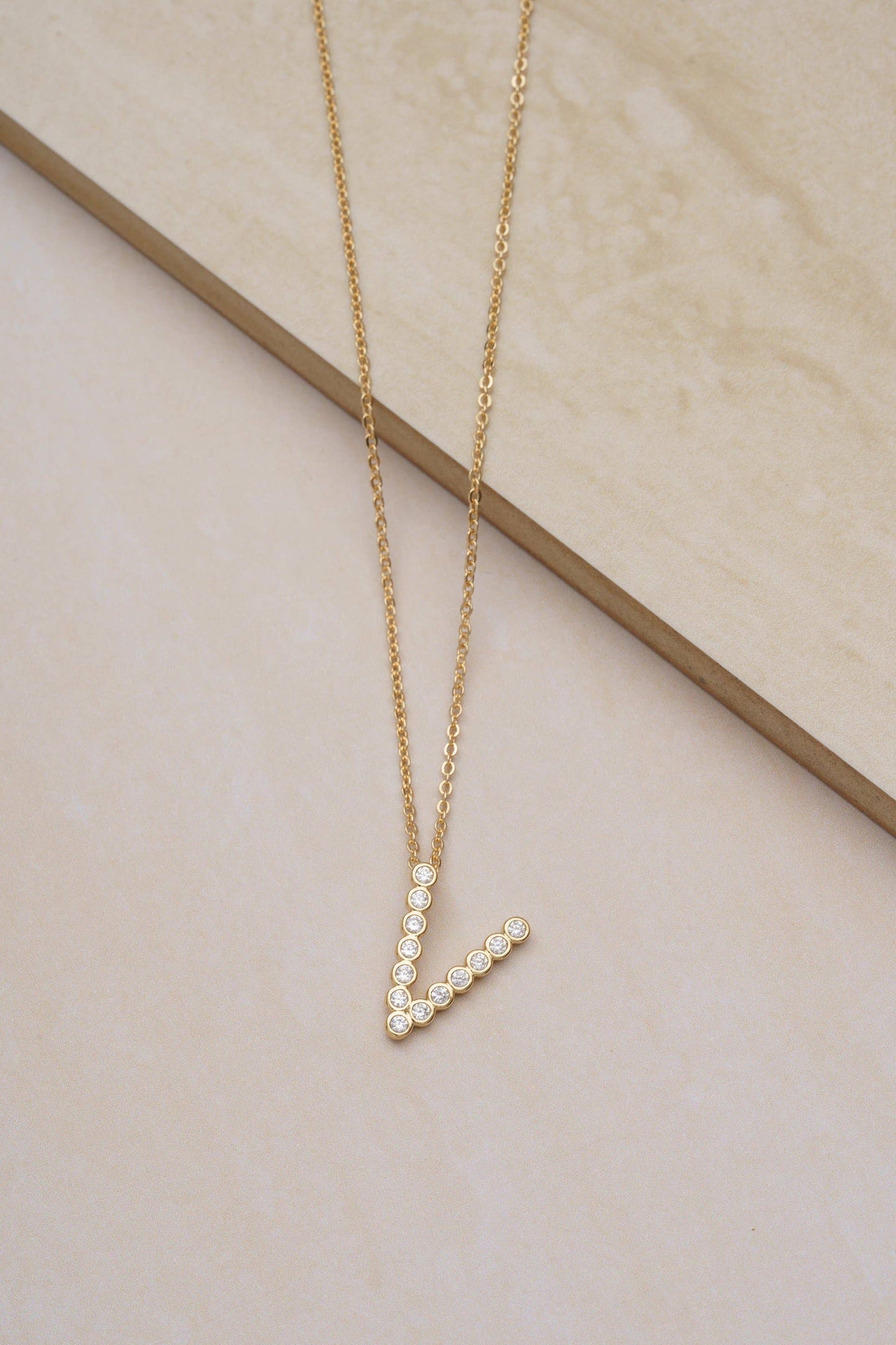 Ettika - Simple Crystal Initial 18k Gold Plated Necklace