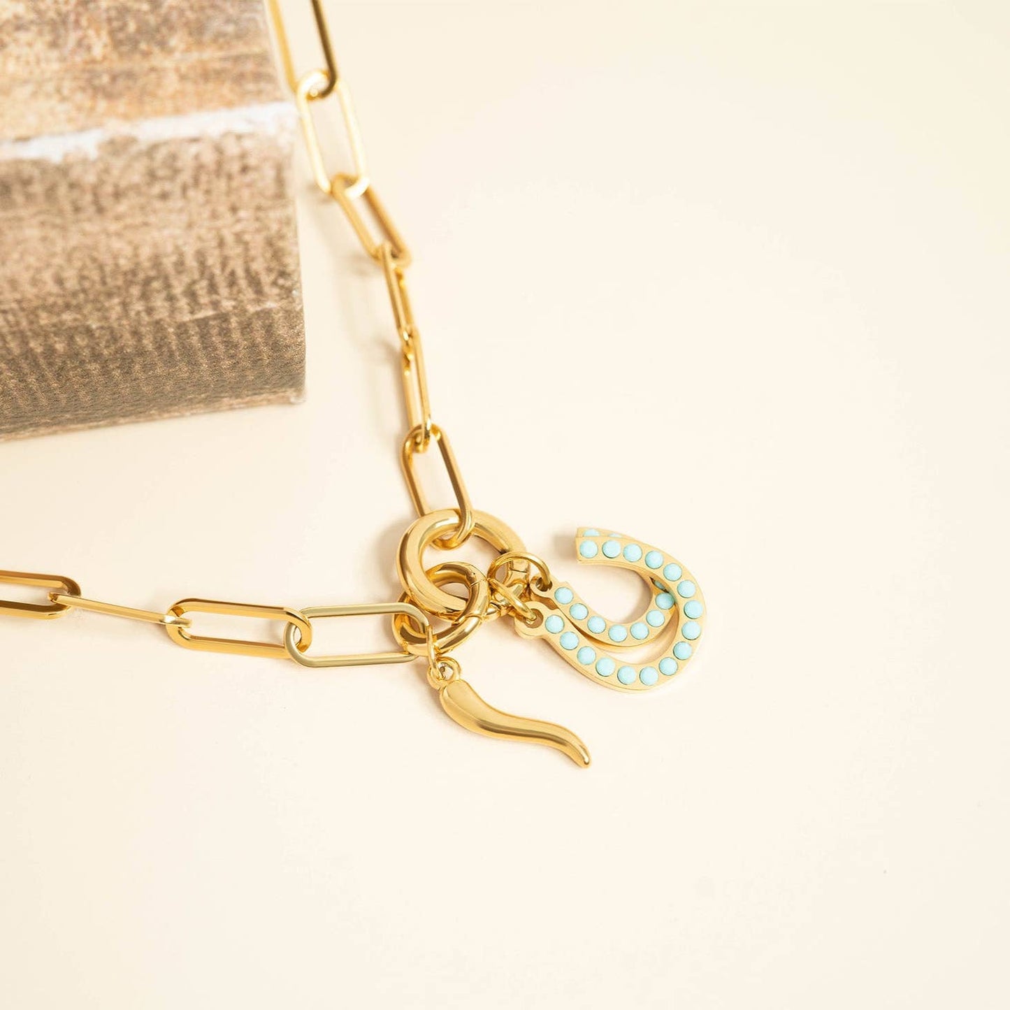 18K Gold PVD Stainless Steel Italian Horn Charm