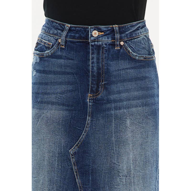 Final Sale - Denim MIDI Skirt High Rise