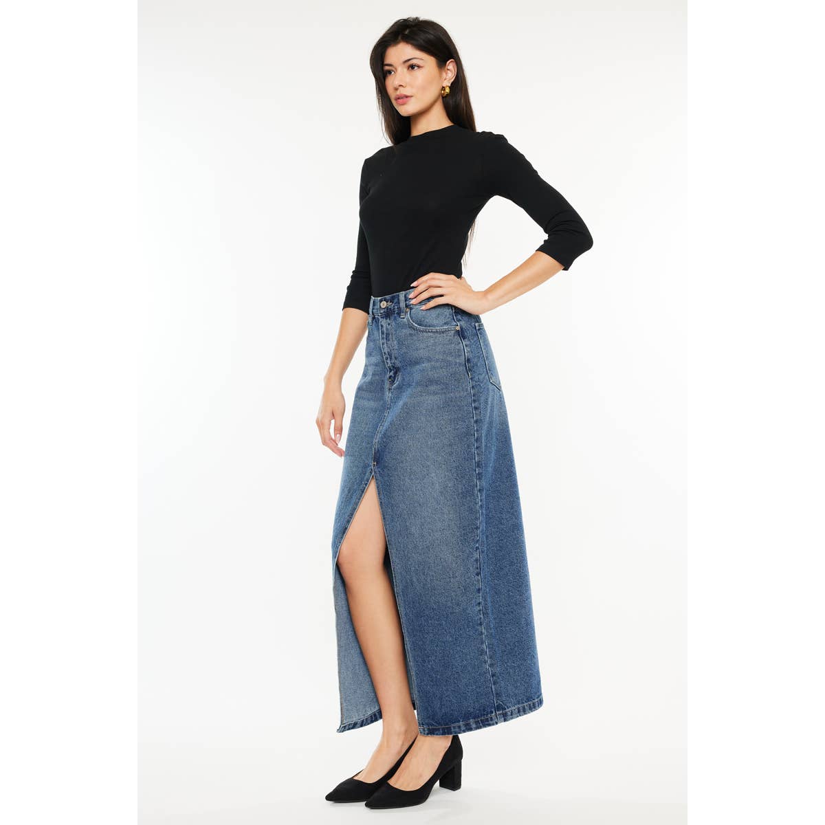 Final Sale - Denim MAXI Skirt Medium Wash