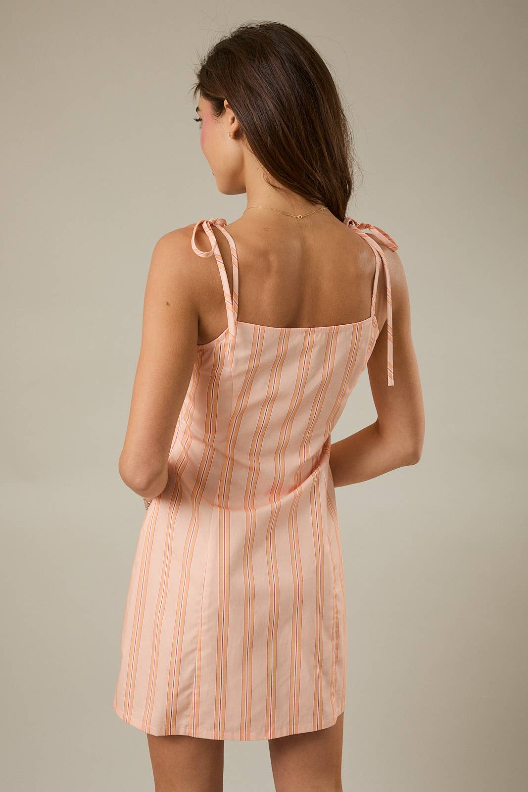 Scoop Neck Front & Shoulder Ties Mini Dress