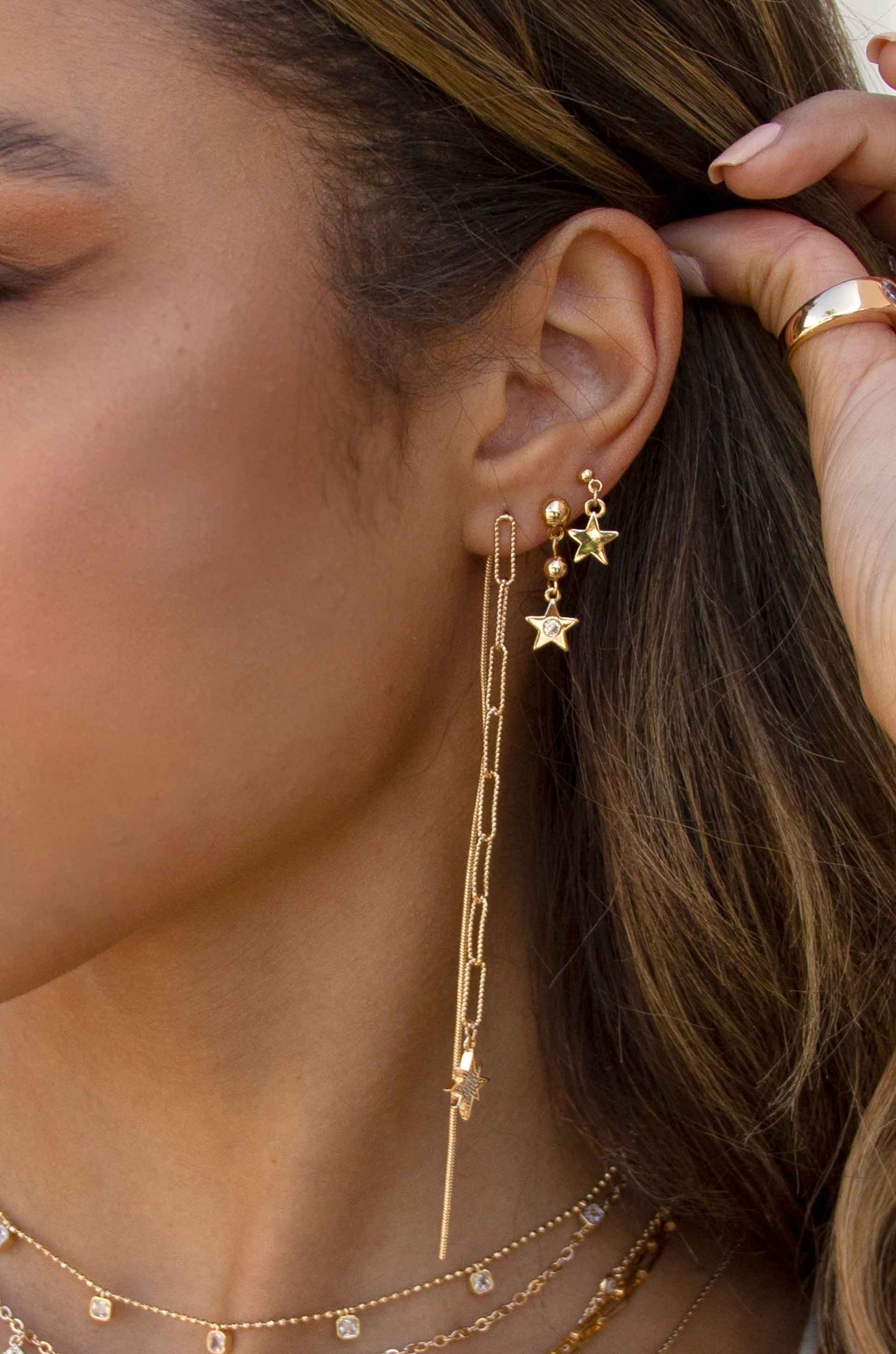 Ettika - Constellation Star Dangle 18k Gold Plated Earring Set of 4