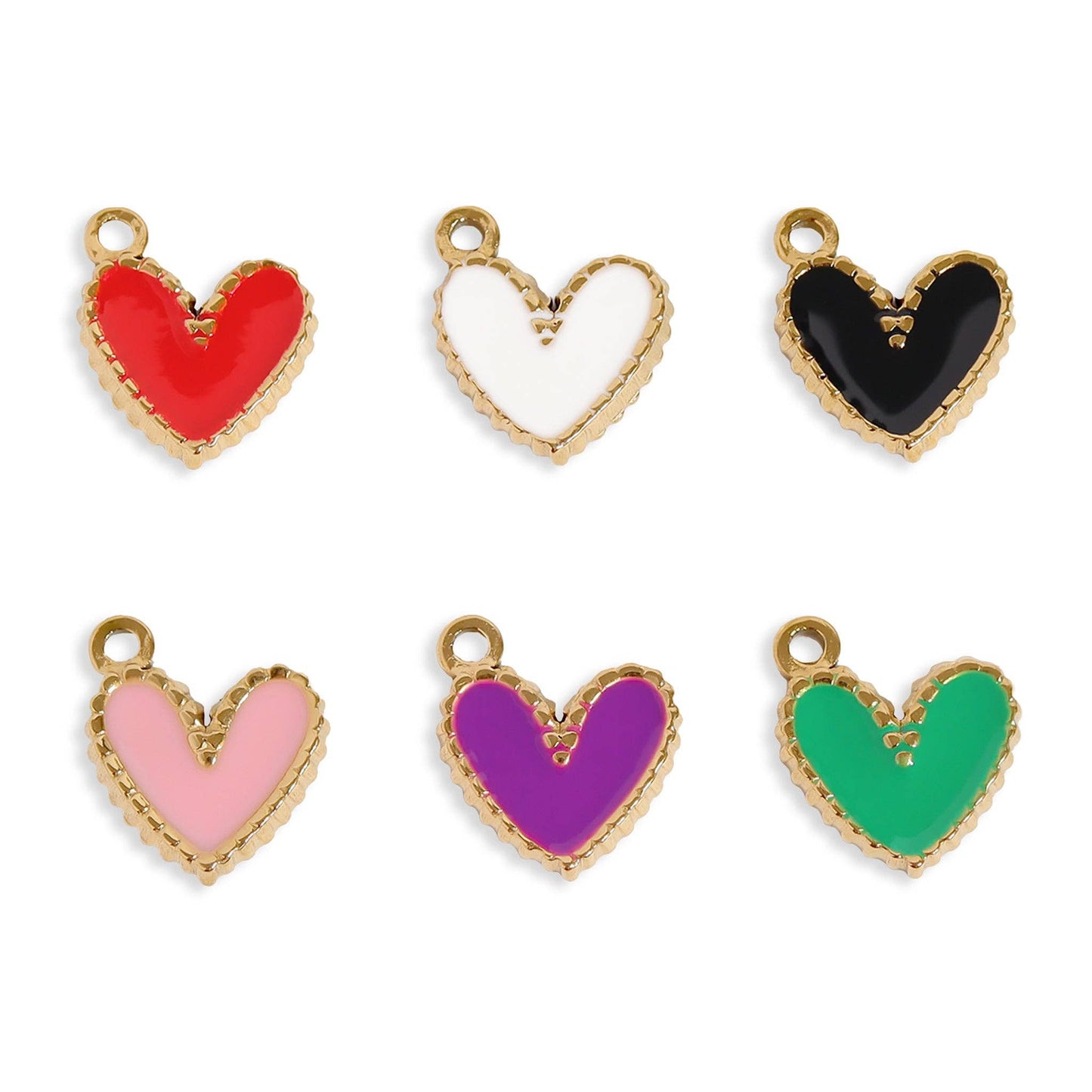 18K Gold PVD Stainless Steel Epoxy Heart Charm
