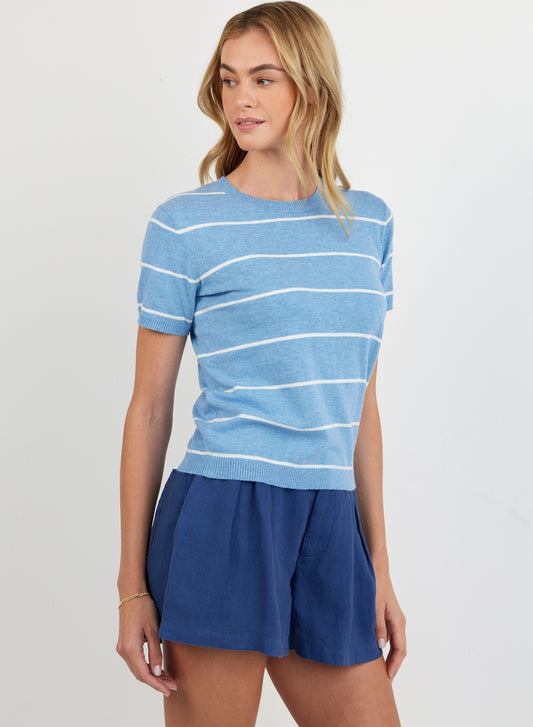 Short Sleeve Crew Neck Knit Top