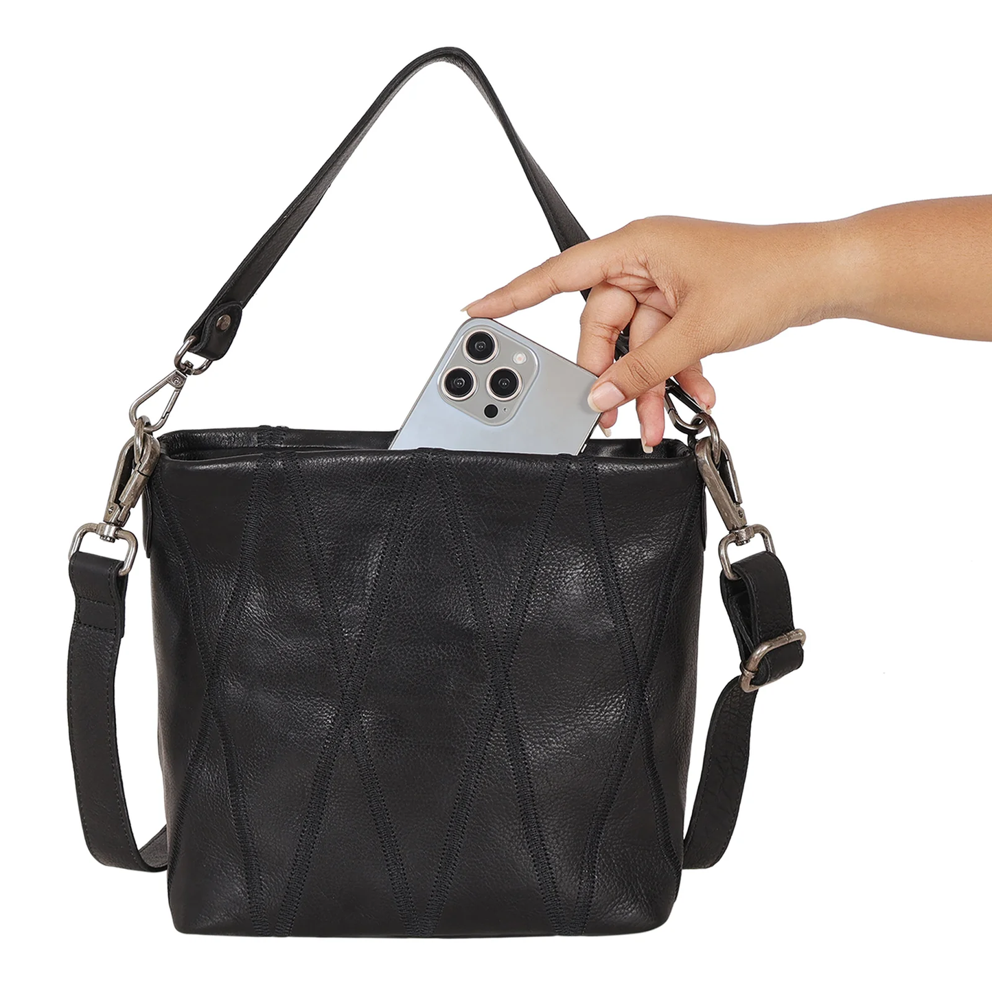 Ivy Diamond Leather Crossbody Bag