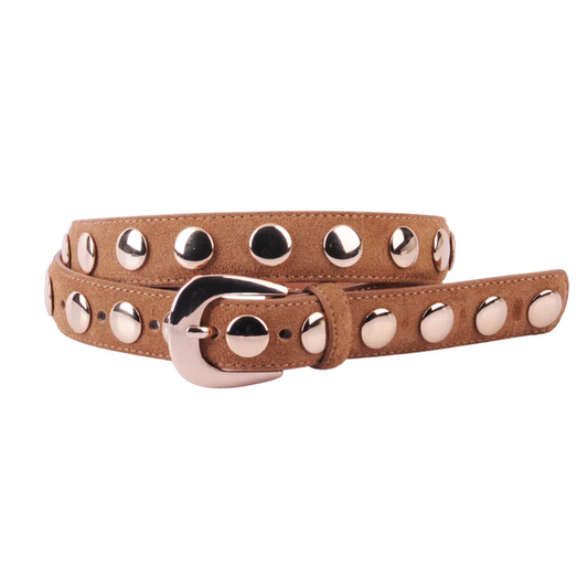 Suede Belt with Wide Studs