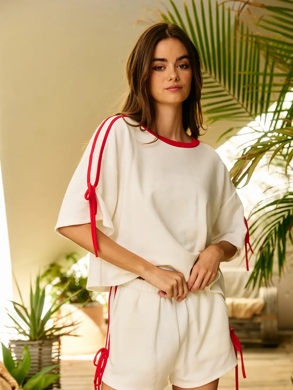 Side-Tie Terry Lounge Shorts