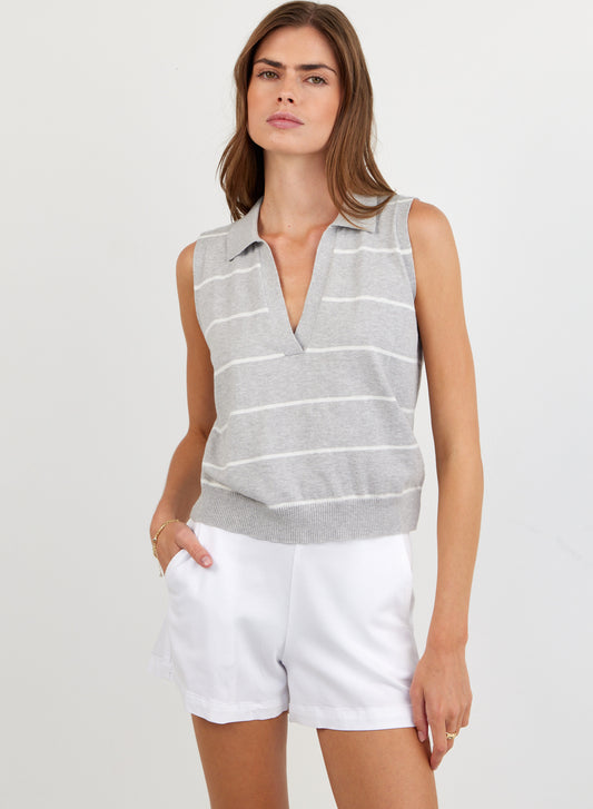 Sleeveless Placket Pullover