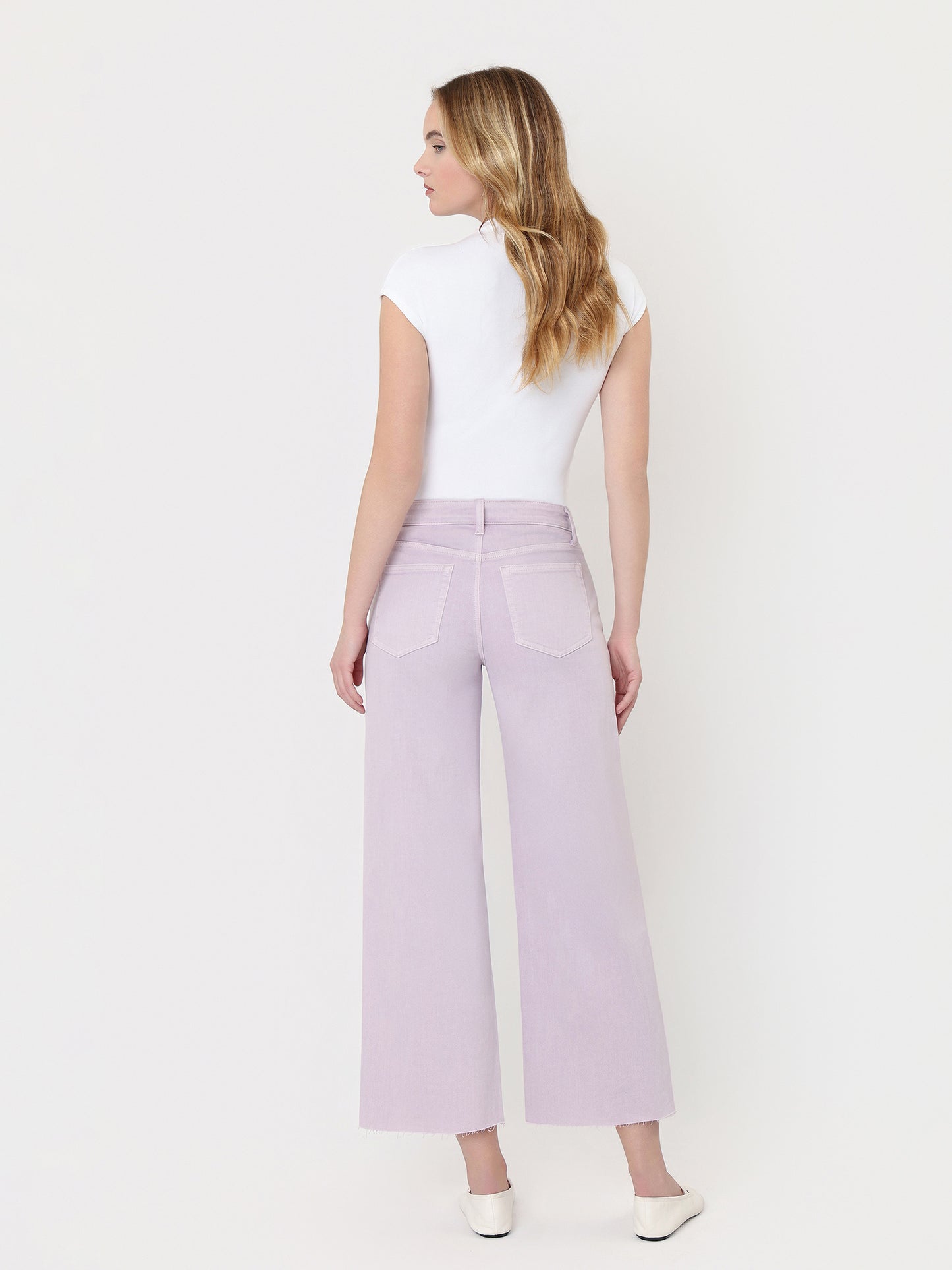 High Rise Color Crop Wide Leg Jeans