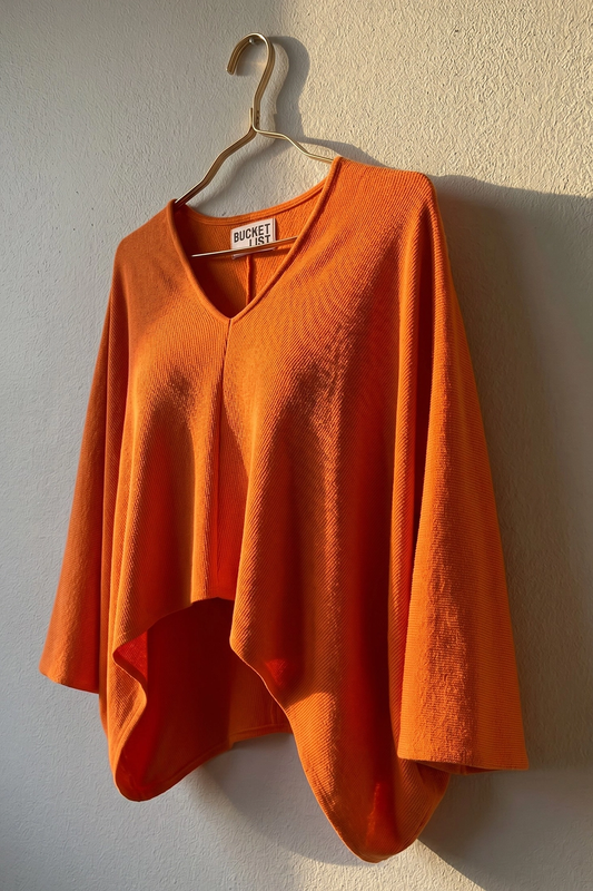 Structured Crepe Asymmetrical Poncho Top