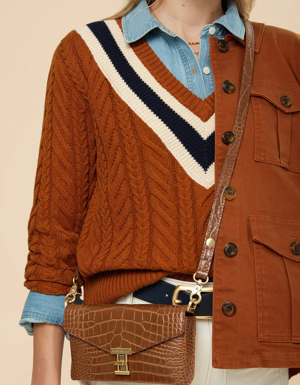Final Sale - Lorna Varsity Sweater Nutmeg