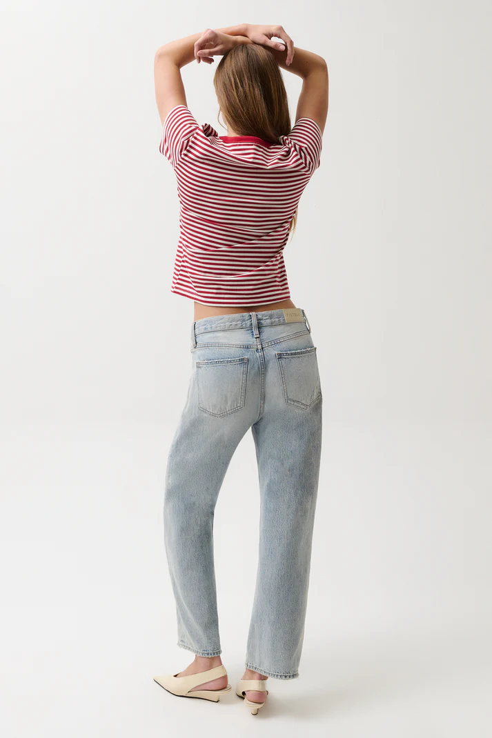 Lexi Mid Rise Bowed Straight Jean