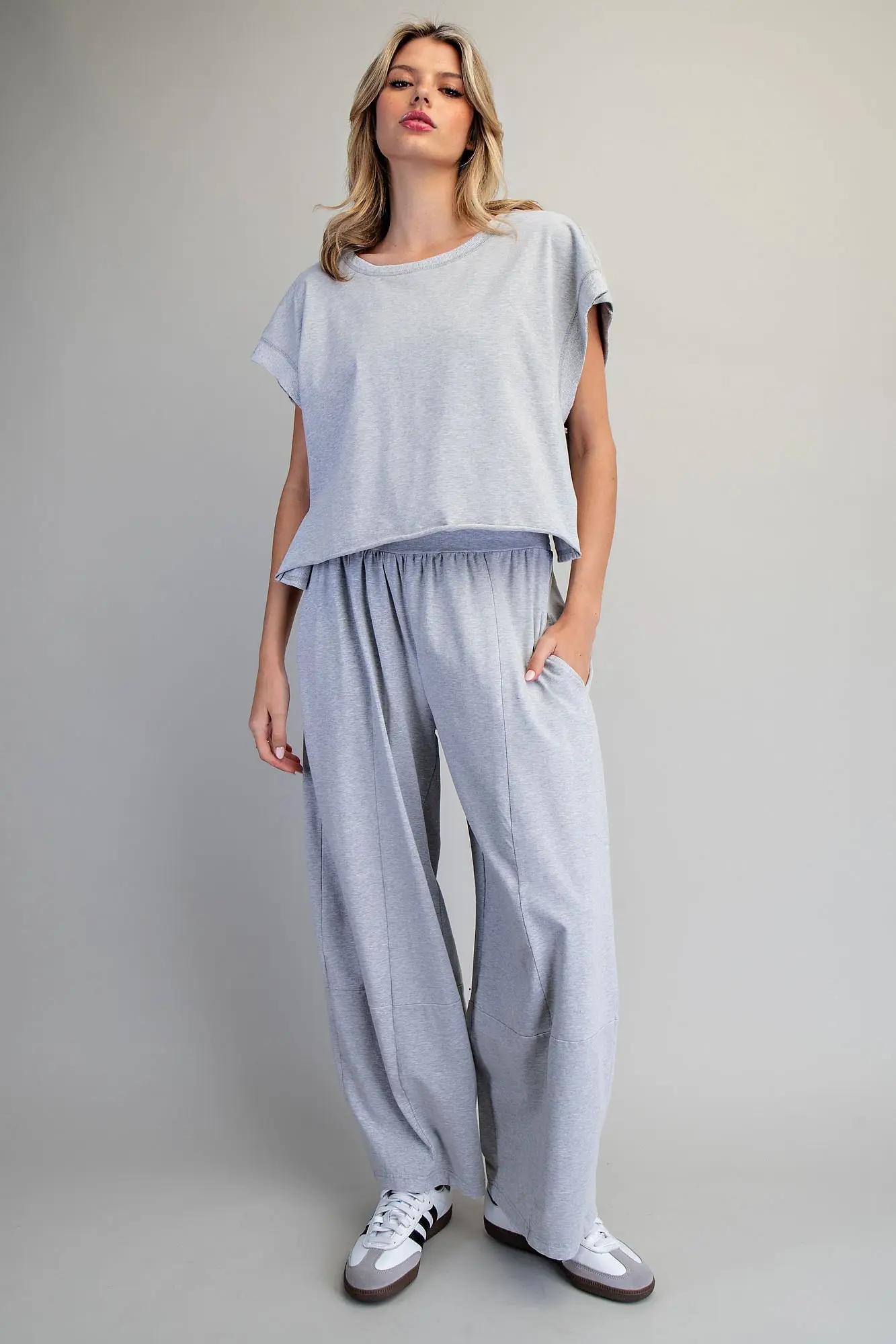 Mineral Washed Open Back Oversized Top