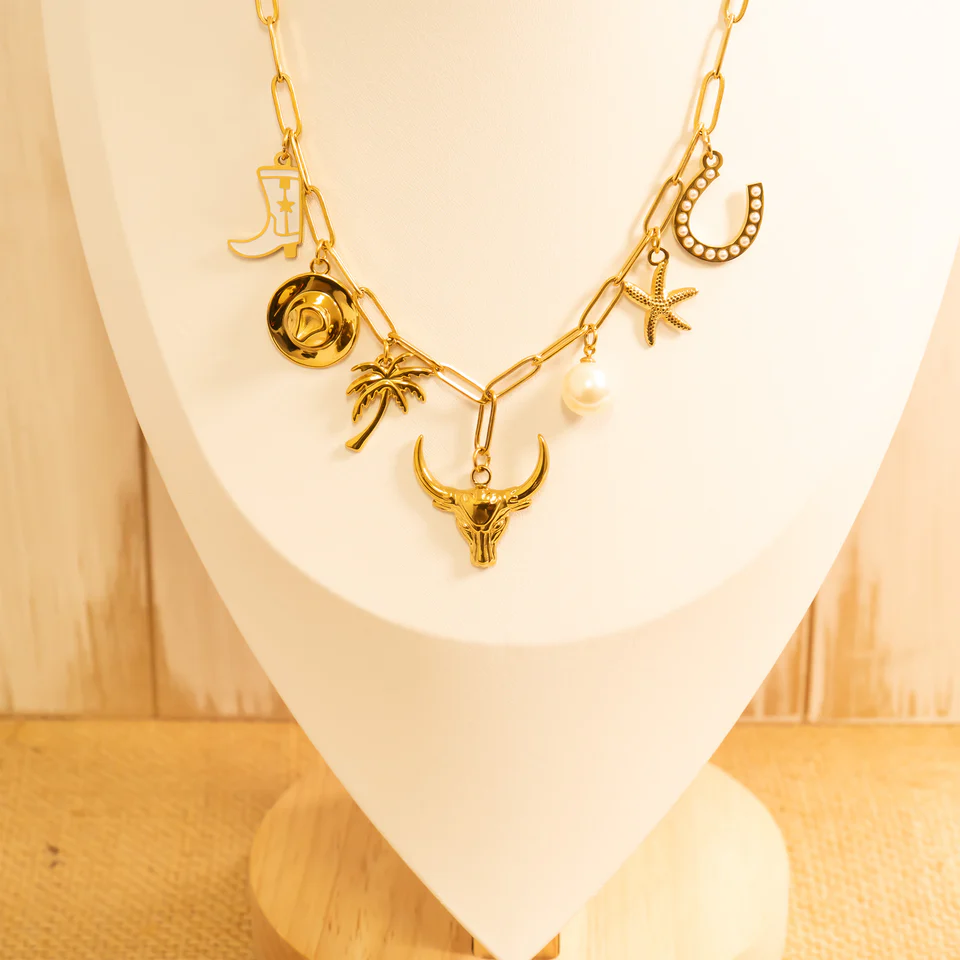 18K Gold PVD Stainless Steel Palm Tree Charm