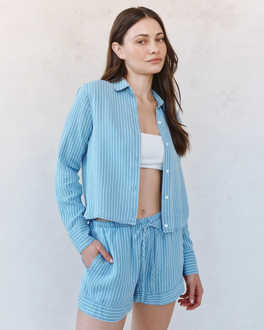 Mixed Stripe Button Down Shirt - Coastal Stripe Wash