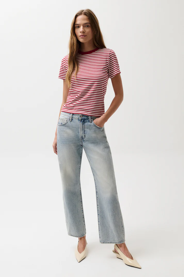 Lexi Mid Rise Bowed Straight Jean