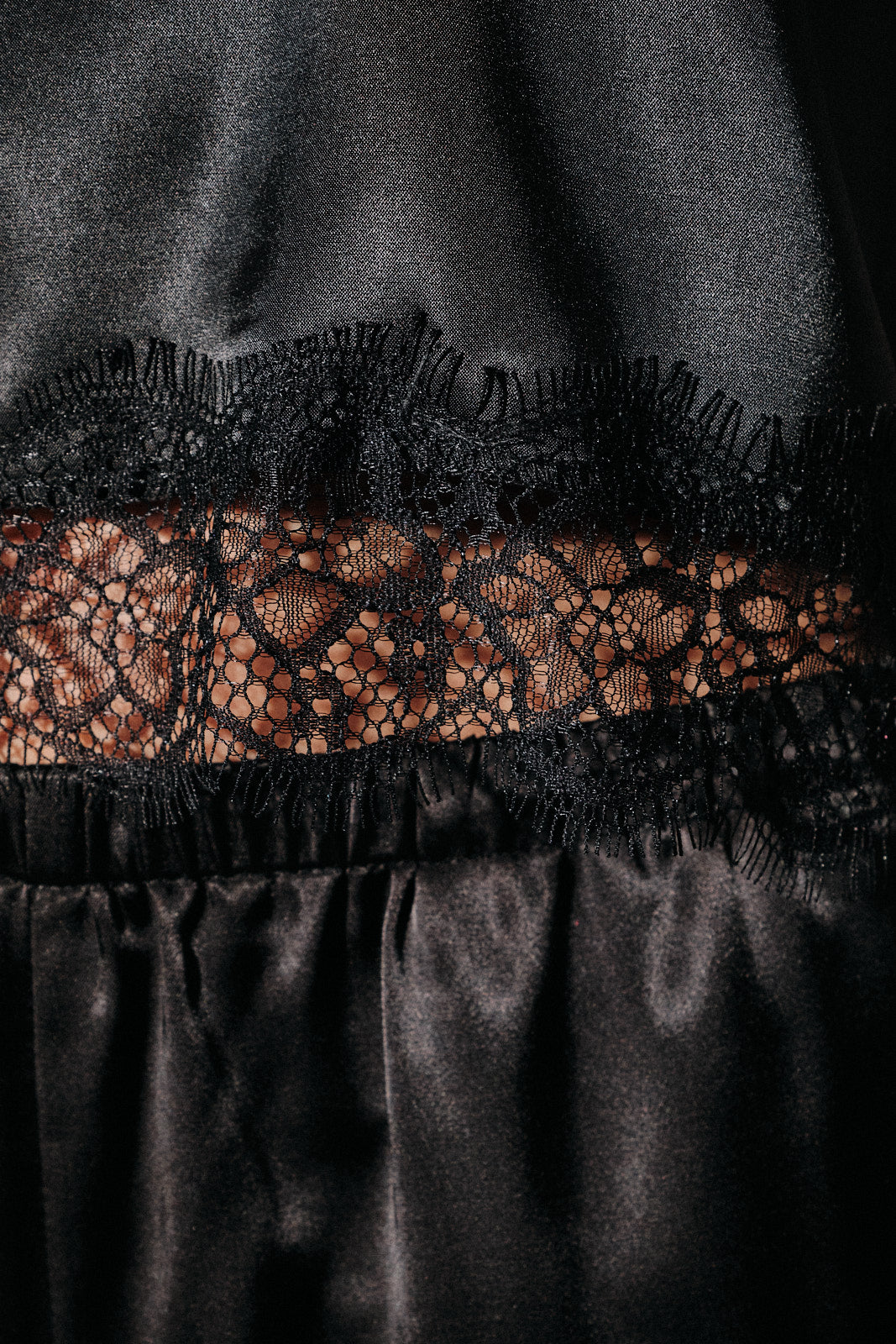 Satin Lace Trim Cropped Top