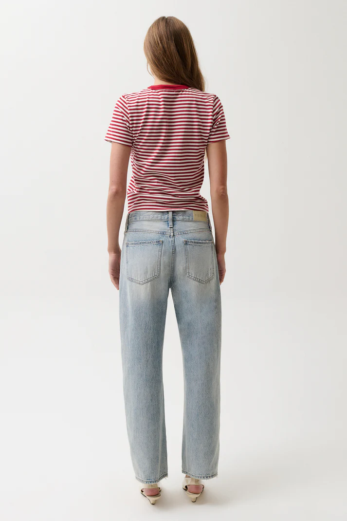Lexi Mid Rise Bowed Straight Jean