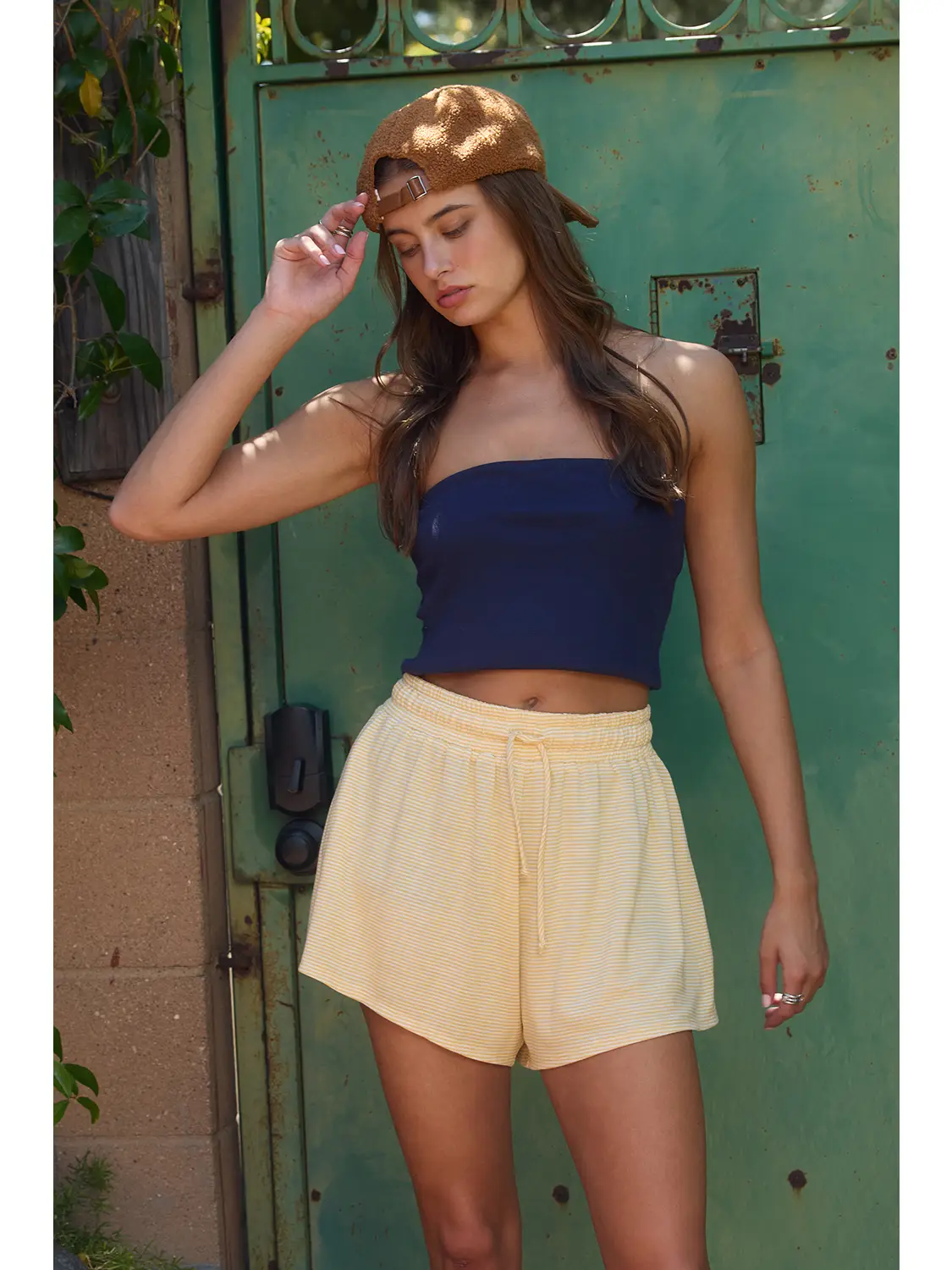 Drawstring Striped Knit Shorts