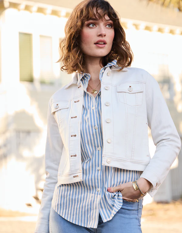 Leah Denim Jacket Pearl White
