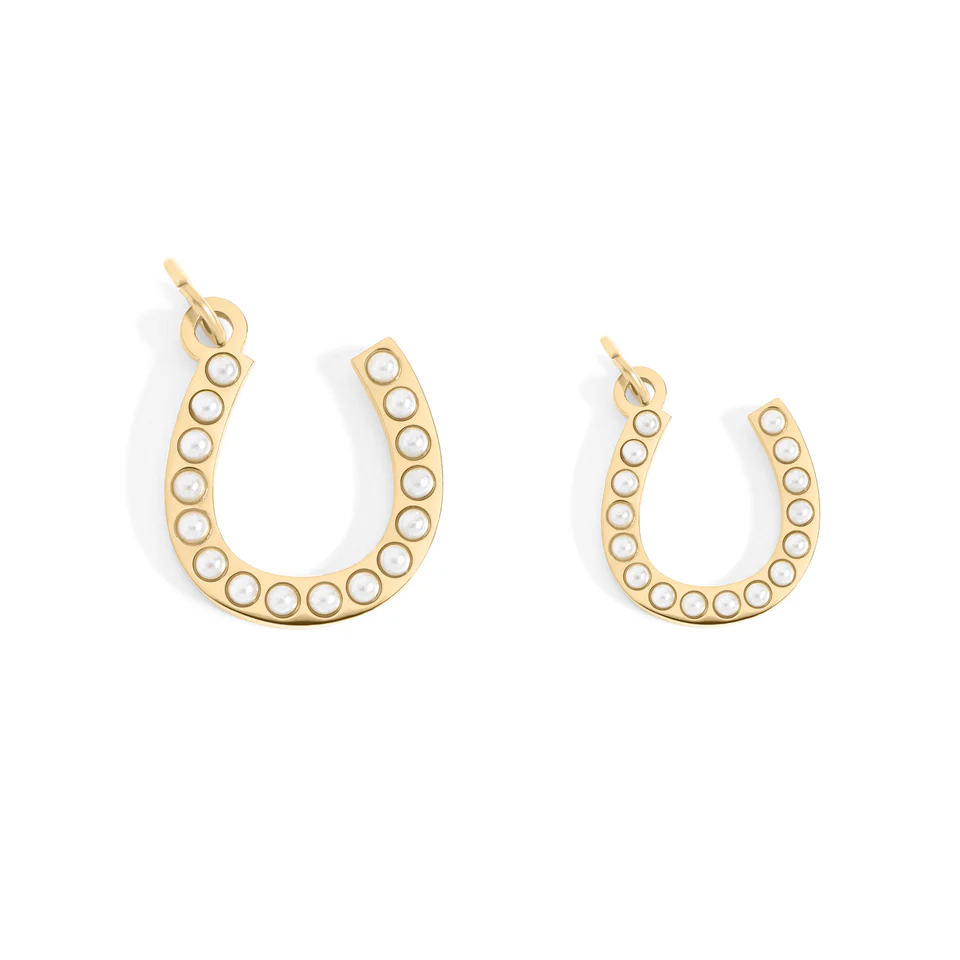 18K Gold PVD  Pearl Horseshoe Charm 15mm
