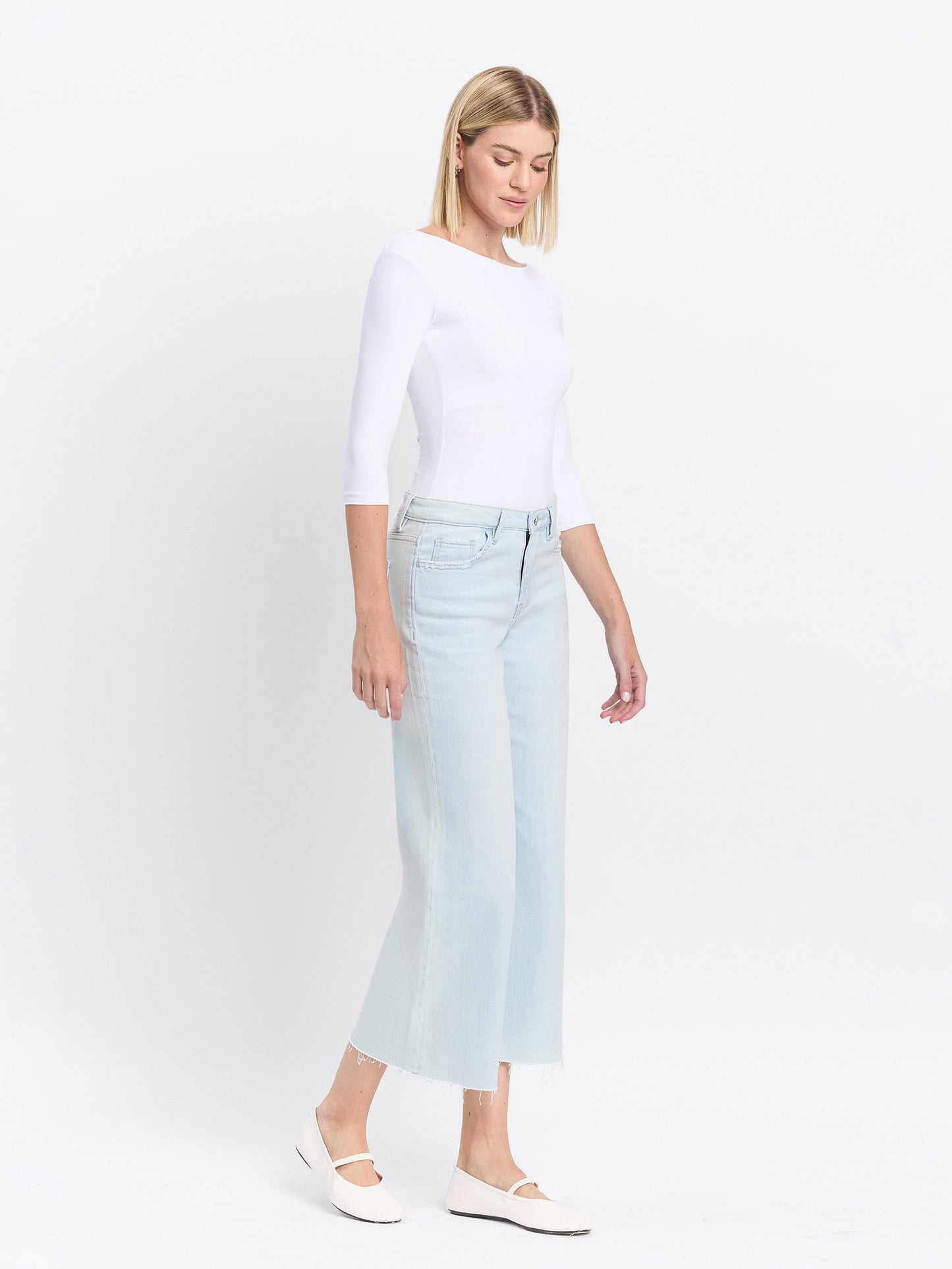 High Rise Crop Wide Leg Jeans