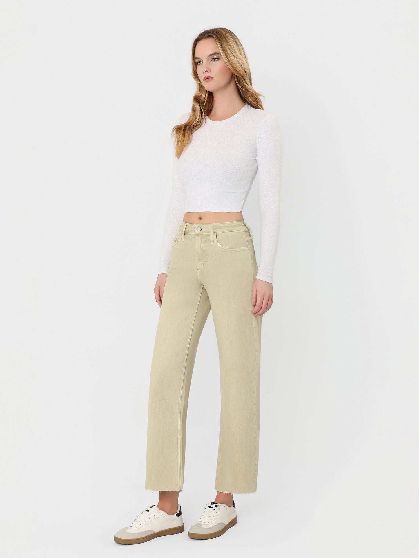 High Rise Color Crop Wide Leg Jeans