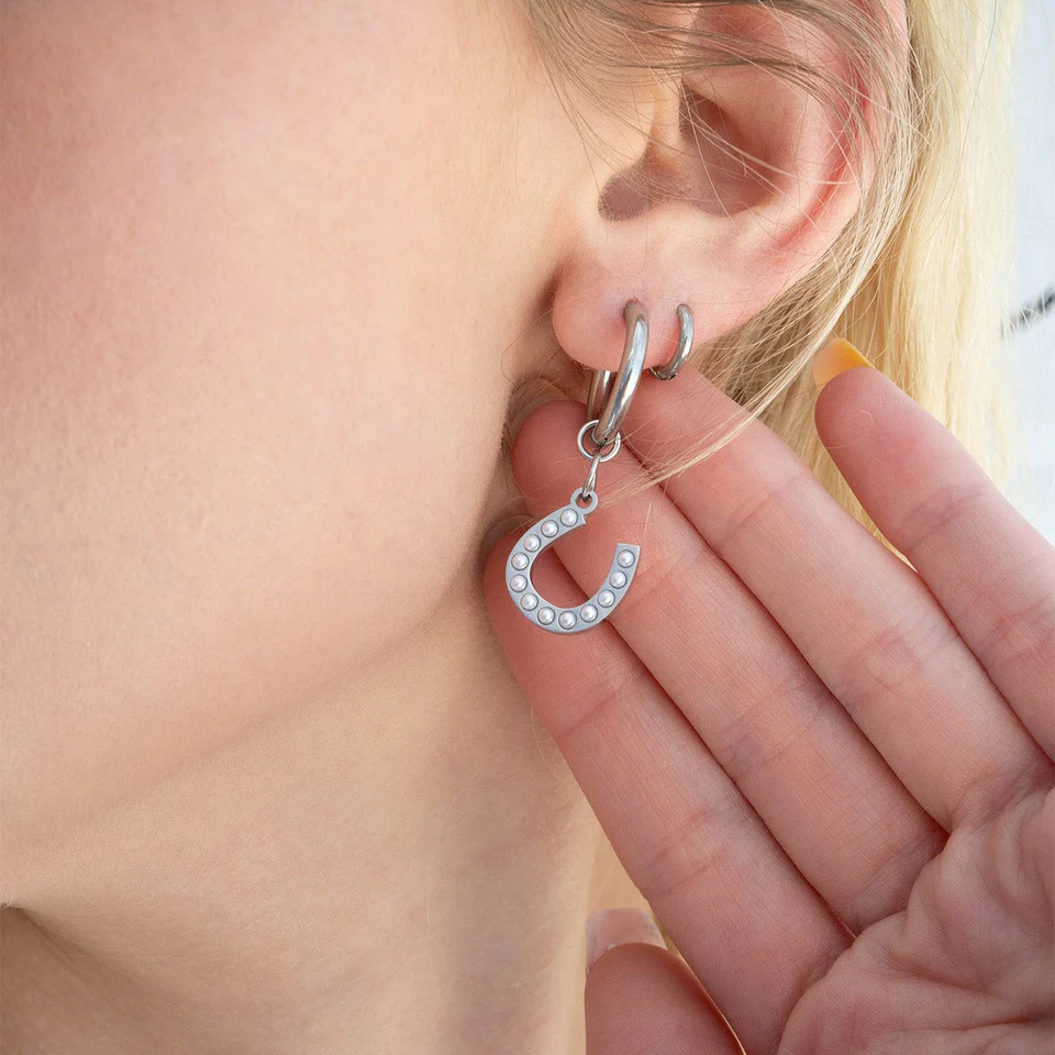 18K Gold PVD  Pearl Horseshoe Charm 15mm