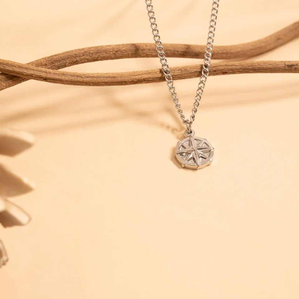 18K Gold PVD Stainless Steel Compass Charm