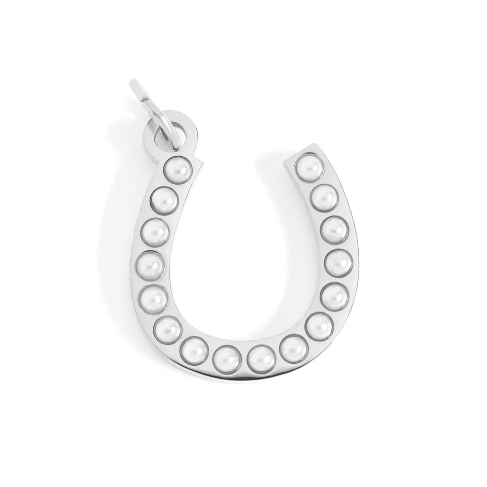 18K Gold PVD  Pearl Horseshoe Charm 15mm