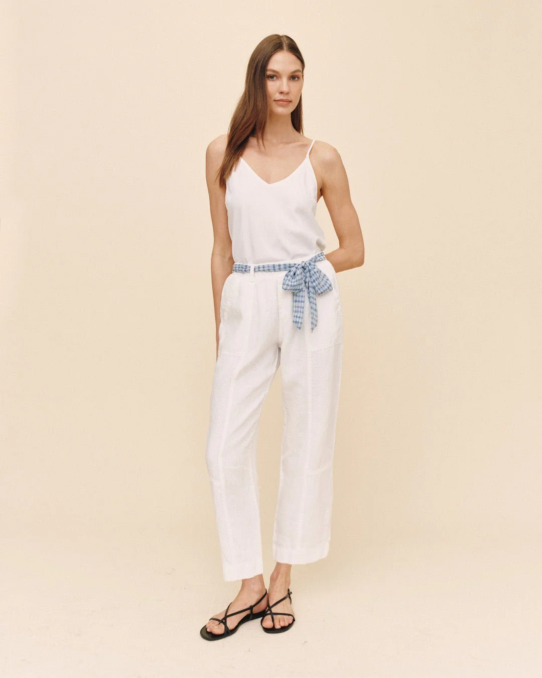 Seam Pant With Printed Sash