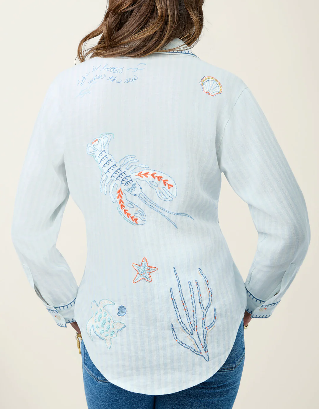 Aida Buttonfront Shirt Flagler Resort Stripe