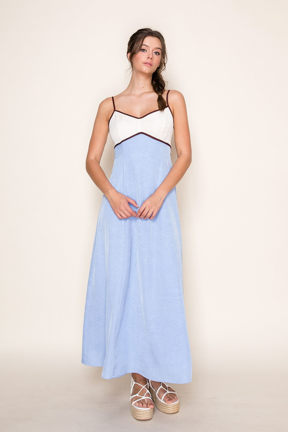 Sky & Sea Two-tone Colorblock Maxi Dress