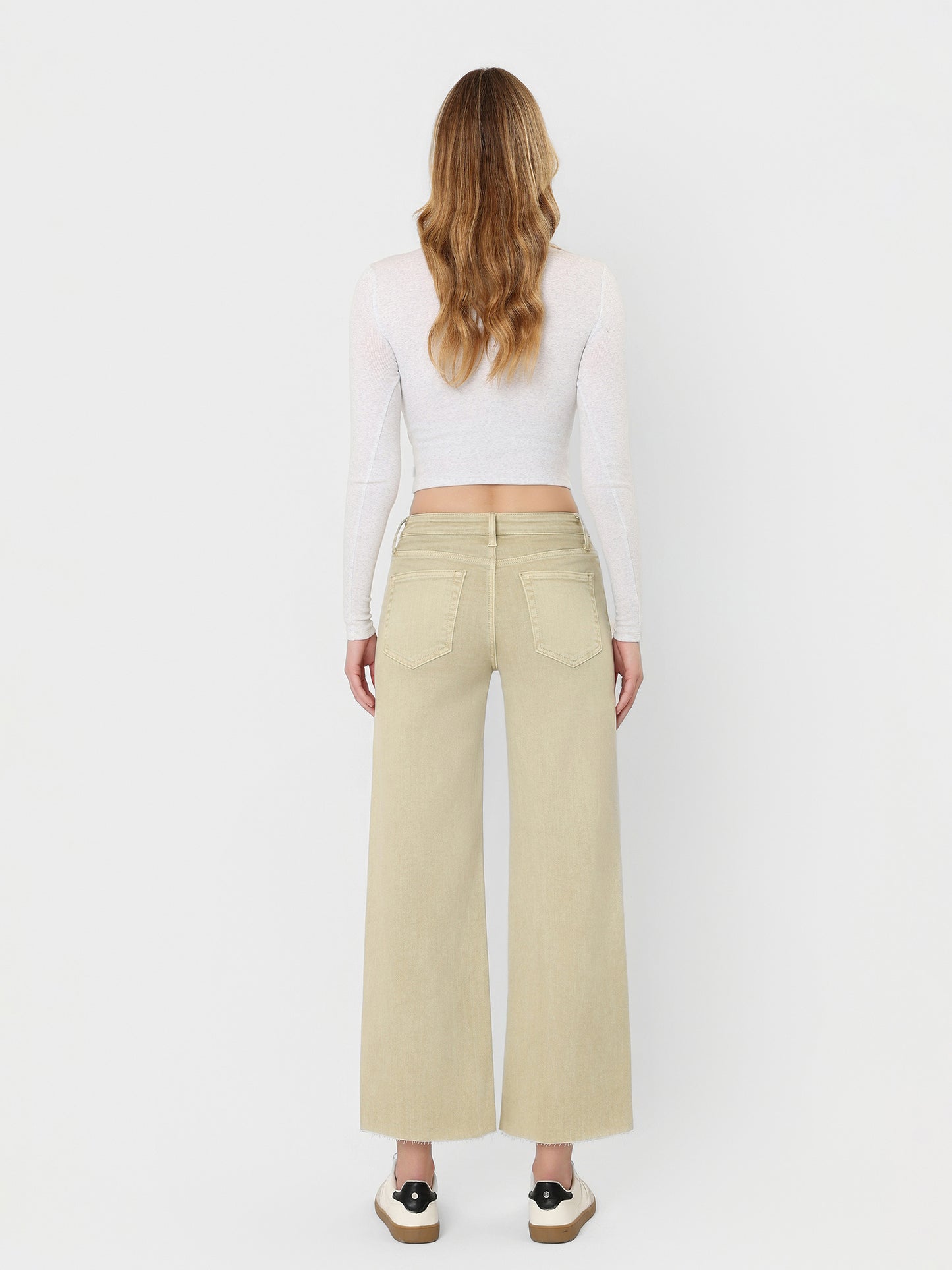 High Rise Color Crop Wide Leg Jeans
