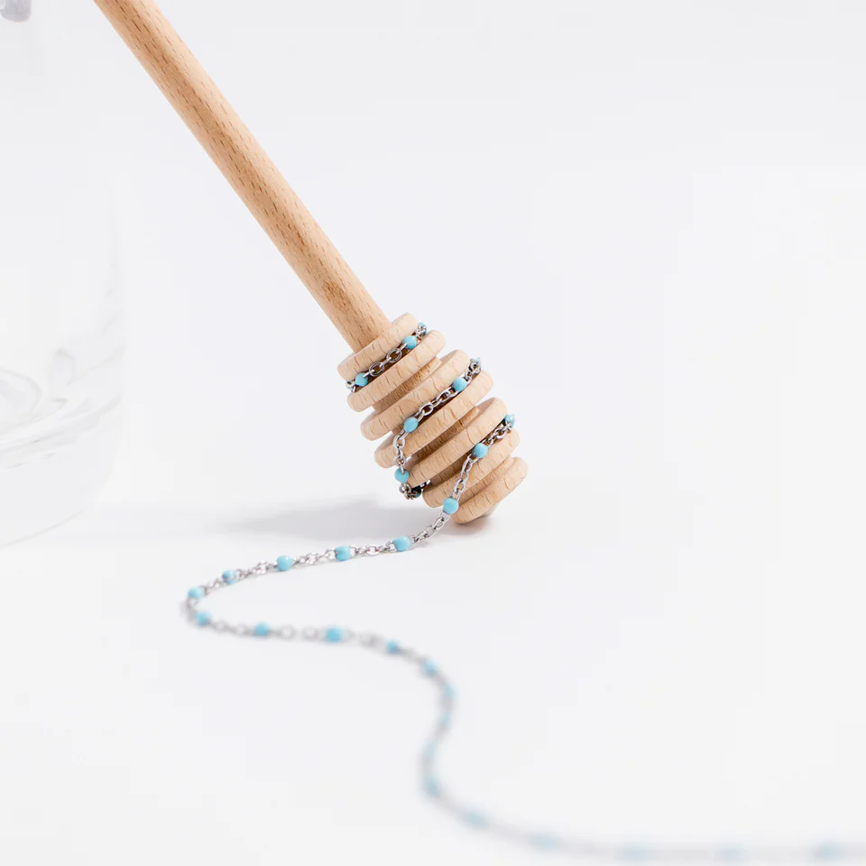 18K Gold Stainless Steel Turquoise Chain Necklace