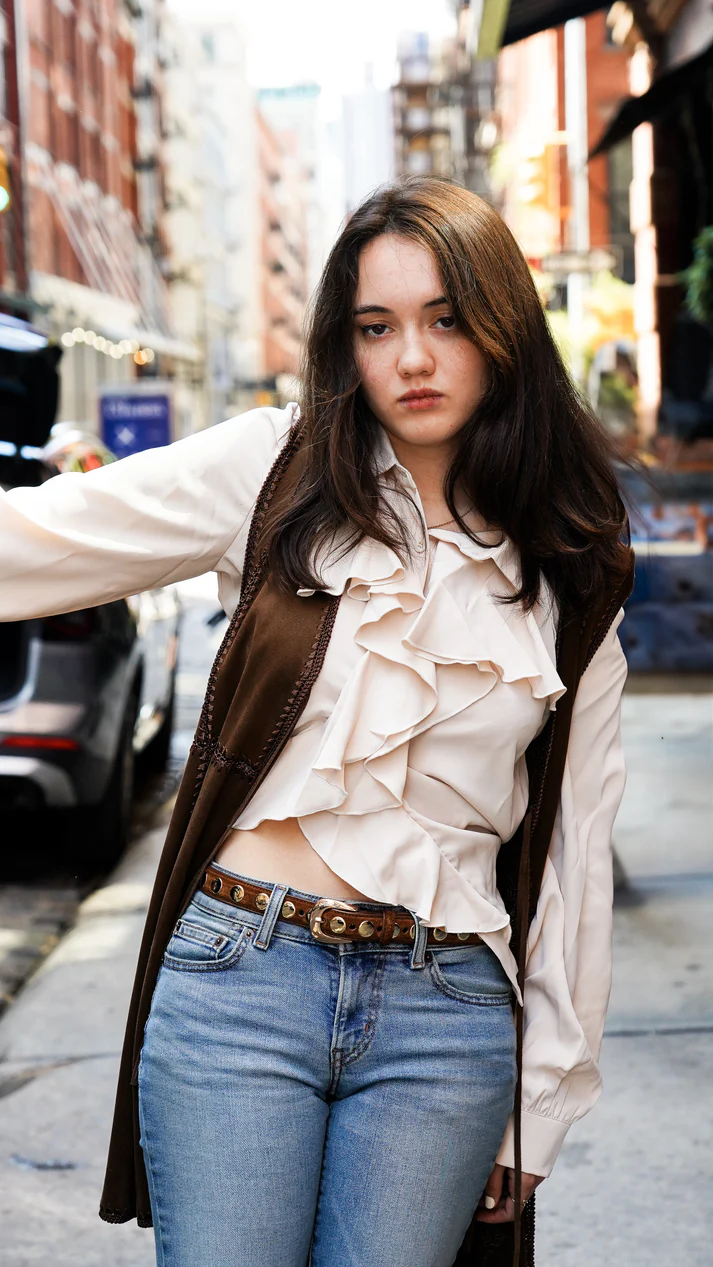 Suede Belt with Wide Studs