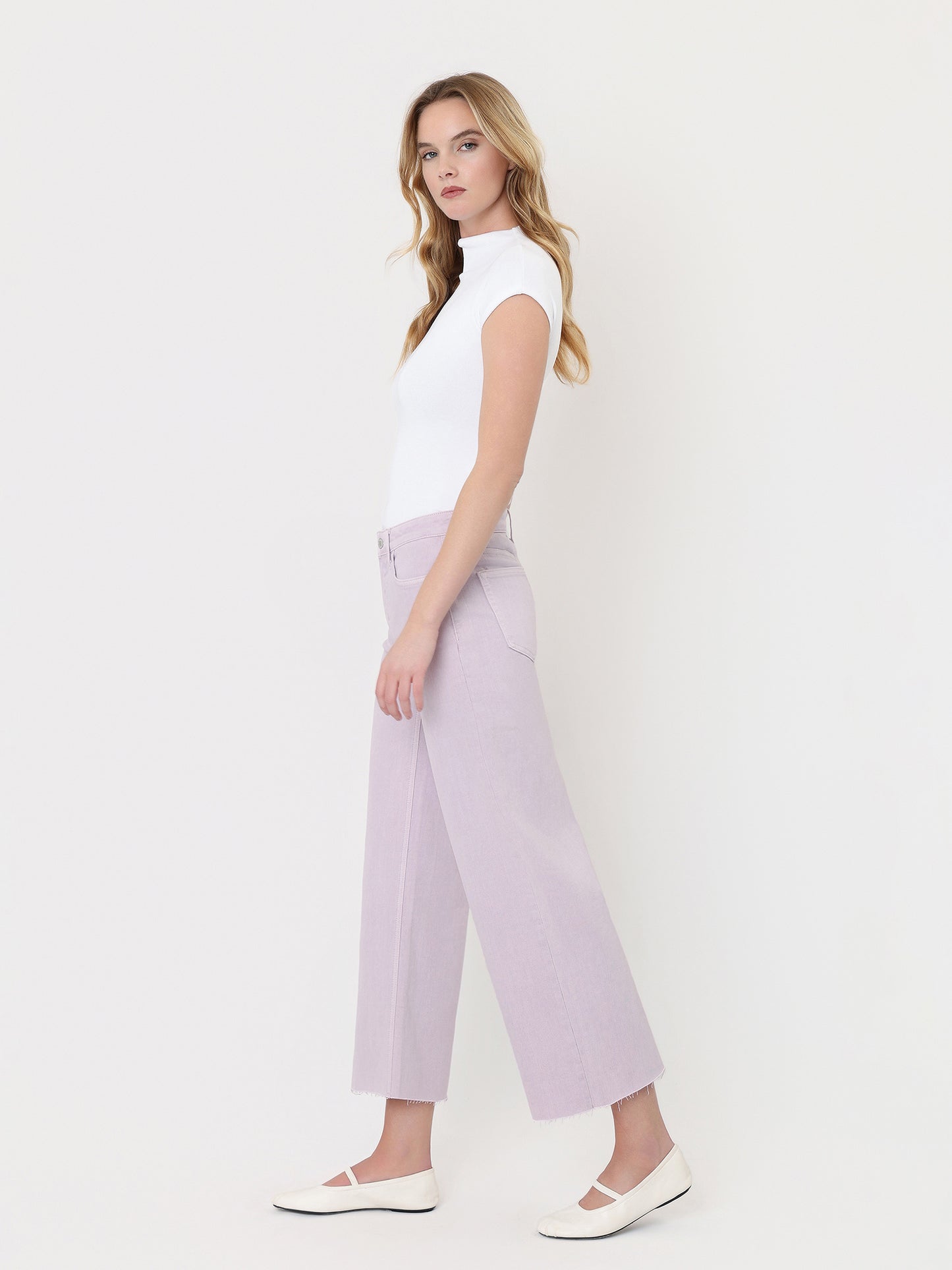 High Rise Color Crop Wide Leg Jeans