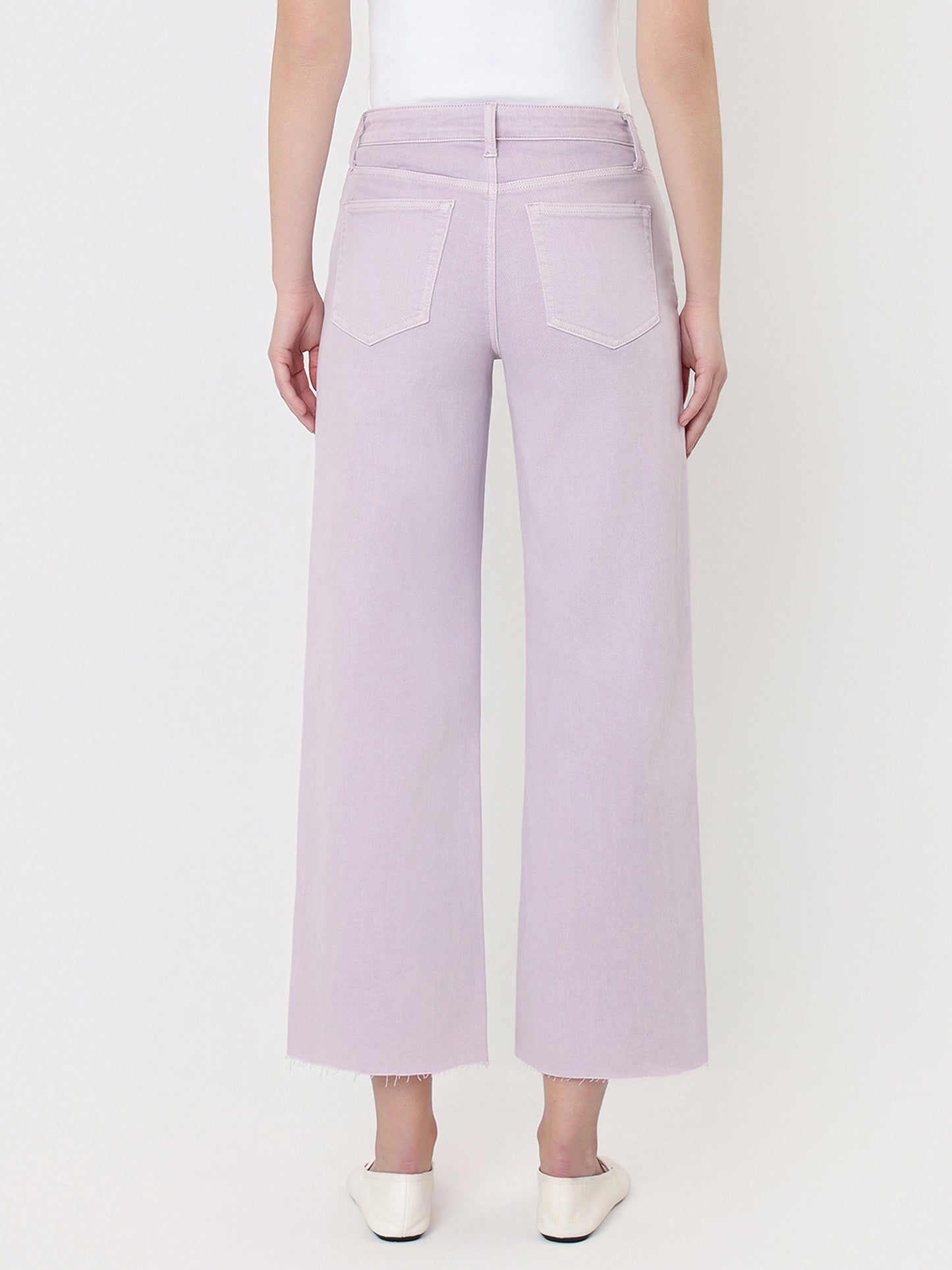 High Rise Color Crop Wide Leg Jeans