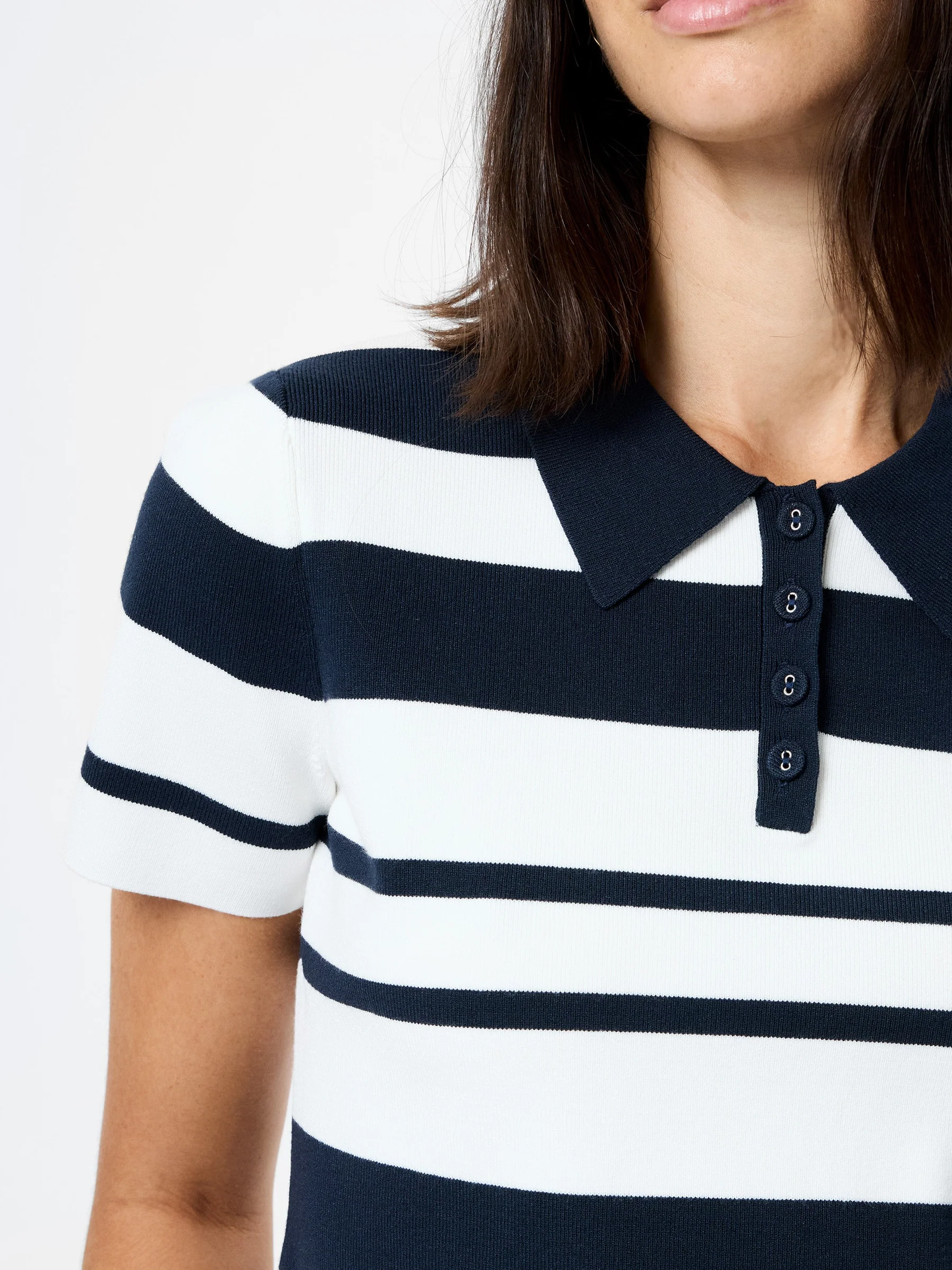Maxime Knit Striped V-Neck Short Sleeve Top