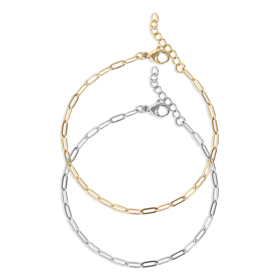 18K Gold PVD Stainless Steel Paperclip Chain Bracelet