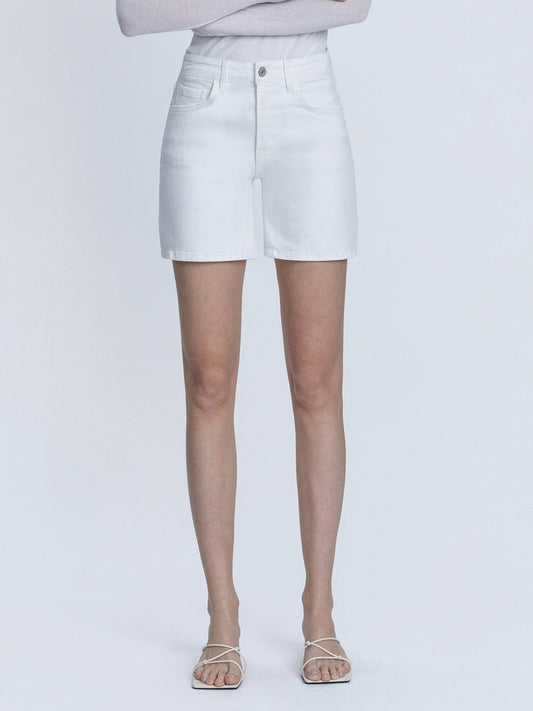 High Rise Optic White Midi A Line Shorts
