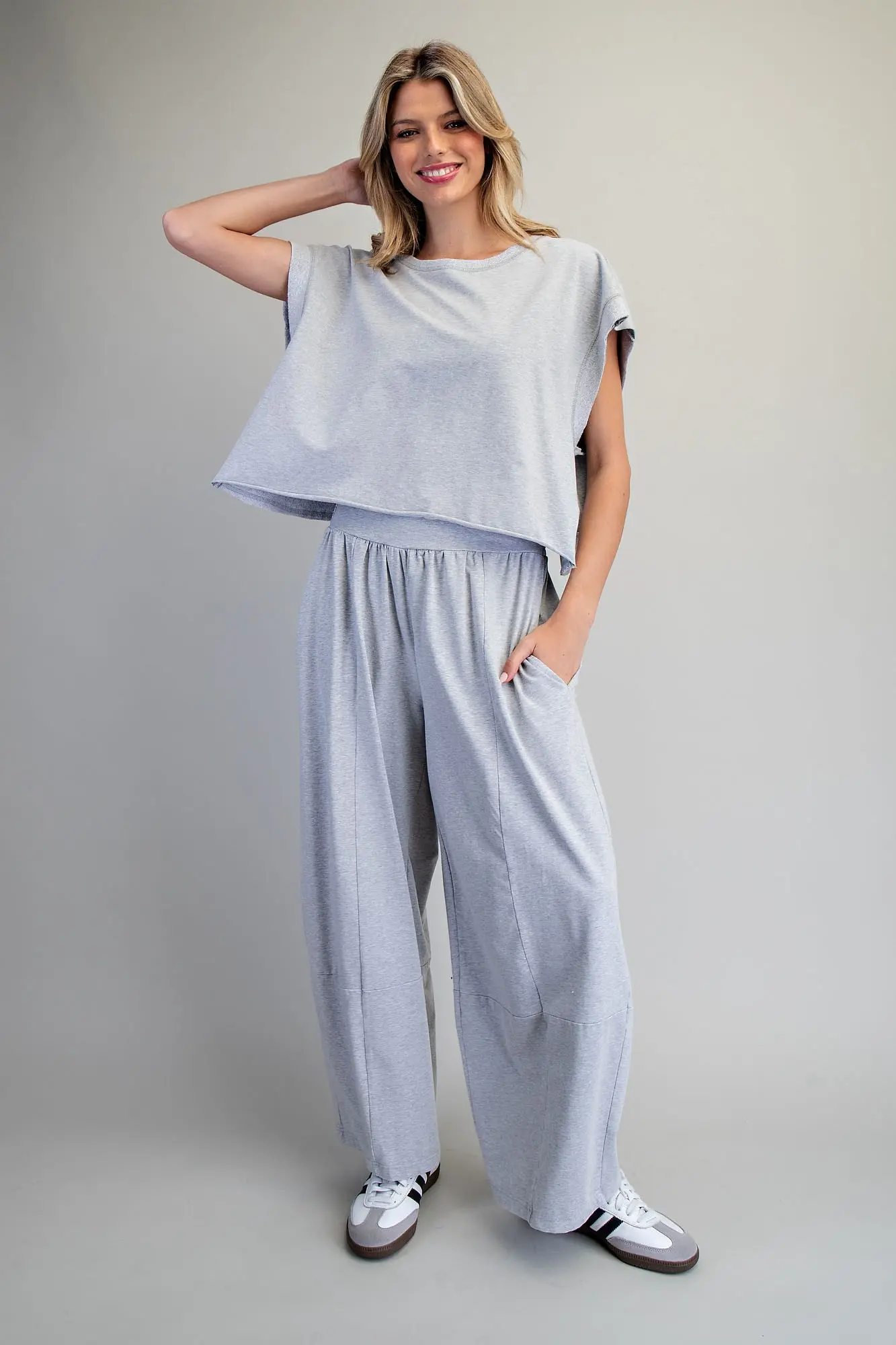 Mineral Washed Open Back Oversized Top