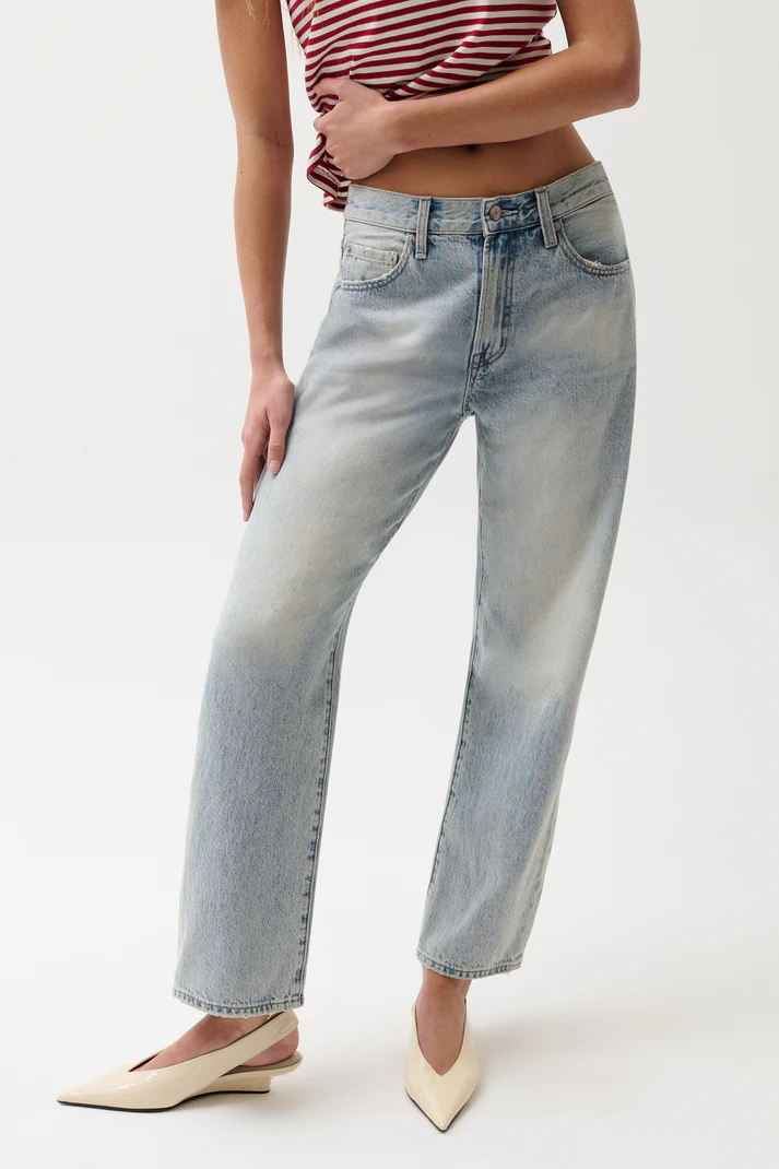Lexi Mid Rise Bowed Straight Jean